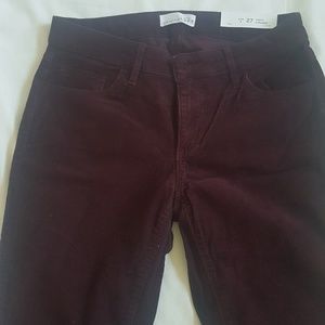 NWT LOFT Burgundy Corduroy Curvy Skinny Pants - 4